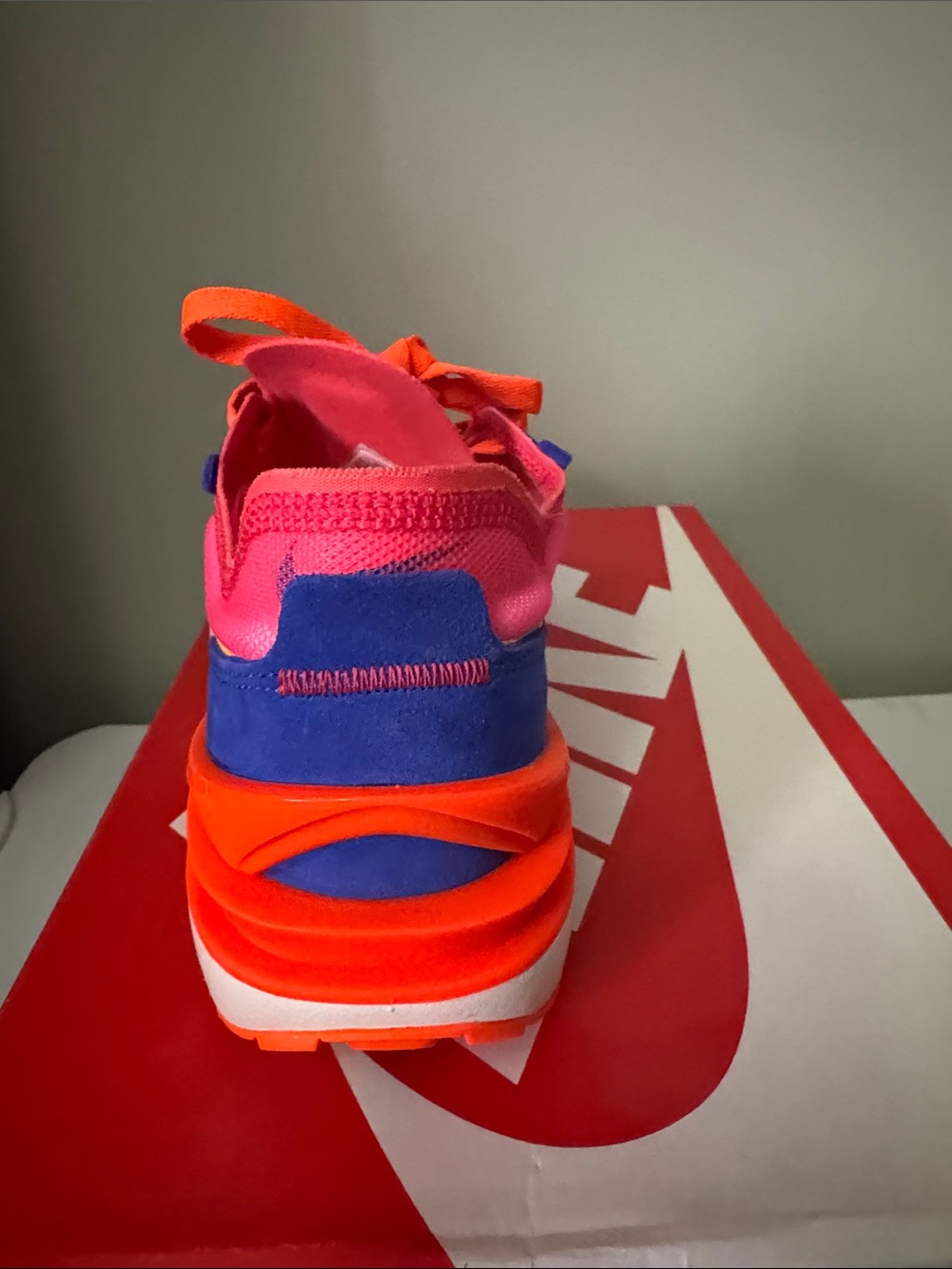 Nike Women's Waffle One Sneaker - Pink, Blue & Yellow - Picture 5 of 6